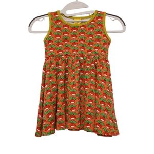 DUNS Sleeveless Gathered Dress - Radish Camelia Size 98 2T-3T